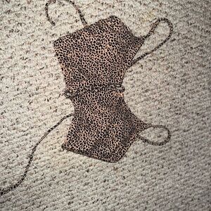 Leopard Print Bikini Top - Brown and Black